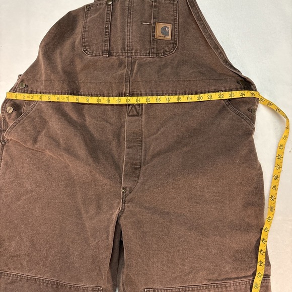 Carhartt Brown Bib Overalls 48x30 Double Knee -Made In USA (Send Offers) - Picture 10 of 11